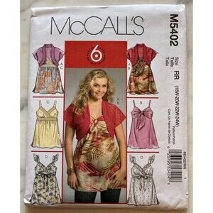 McCall's Pattern M5402 Womens Shrug & Tops 6 Styles Sizes 18W-20W-22W-24W Uncut